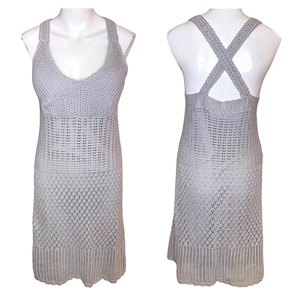 Athleta Crocheted Dress Grey Size L Fits like a 8 CD - Picture 1 of 11